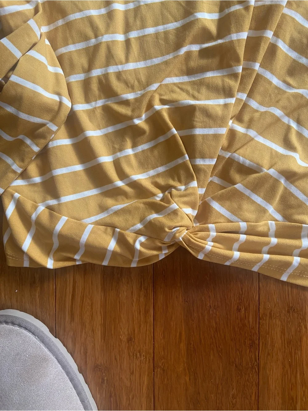 Ambiance Yellow and White Striped Long Sleeve Top